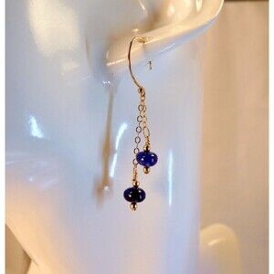 Sapphire Beaded - Gold Earrings December Birthstone Natural Sapphire